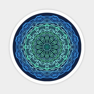 Blue Water Mandala Circular Pattern Element Magnet